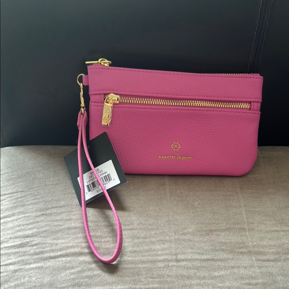 Nanette Lepore Pink Vegan Leather Wristlet - Picture 5 of 7